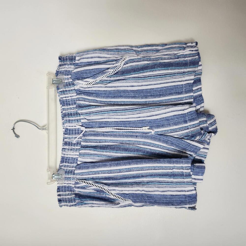 Briggs vertical stripe Blue White Shorts linen rayon Perfect for Summer vintage